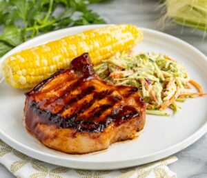 Perkins Grilled Pork Chops With Broccoli And Buttered Corn